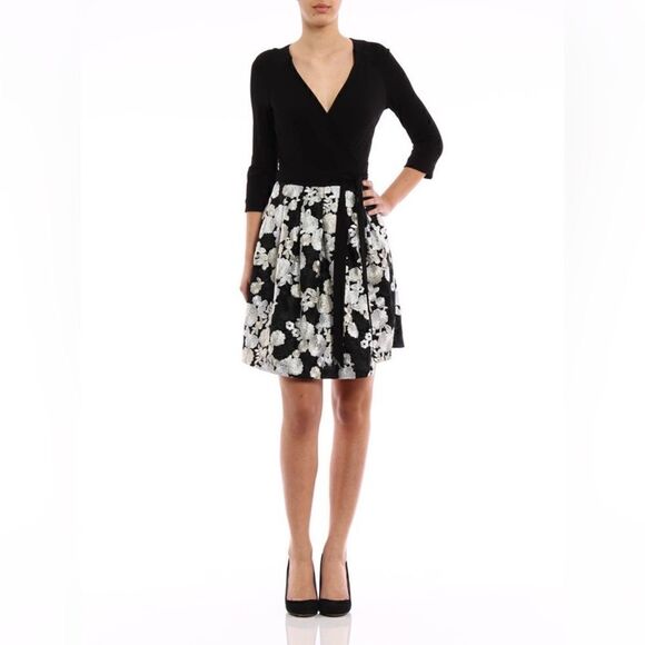 Diane Von Furstenberg Mini Dress Black Embroidered Floral Jewel Size 4 - Picture 4 of 16